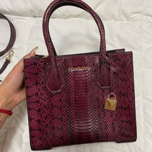 Michael Kors Mercer Snakeskin Crossbody - Mulberry